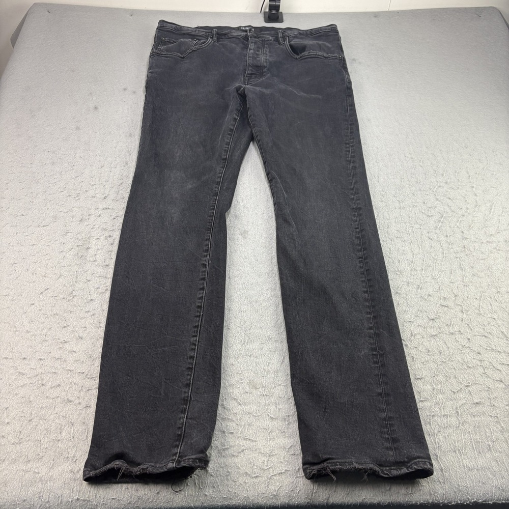 Purple Brand Jeans Mens 38x33 Black Skinny Denim Button Fly P001‎
